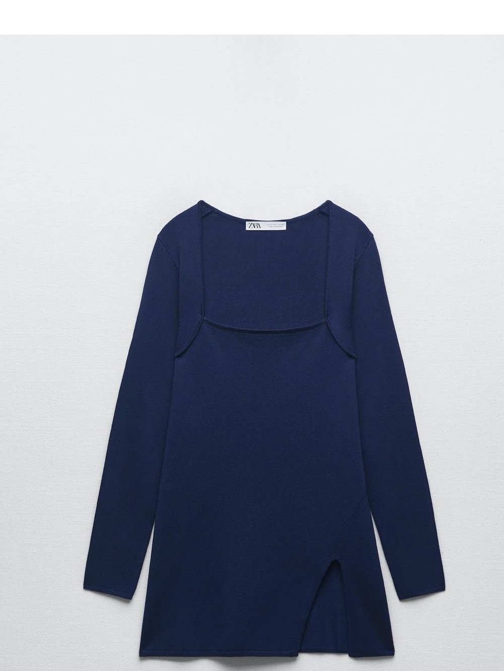 Zara Blue Knit Midi Dress/Tunic
Square Neck Side Slit NWT Size M